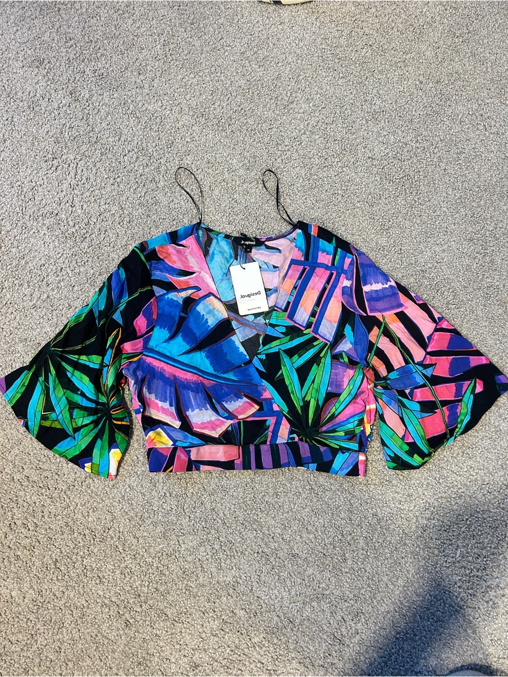 Desigual Multicolor Tropical Print Crop Top